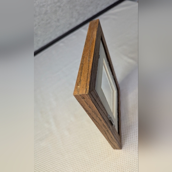 Solid wood honey oak picture frame Double mat board rectangular glass Vtg. - Picture 5 of 8